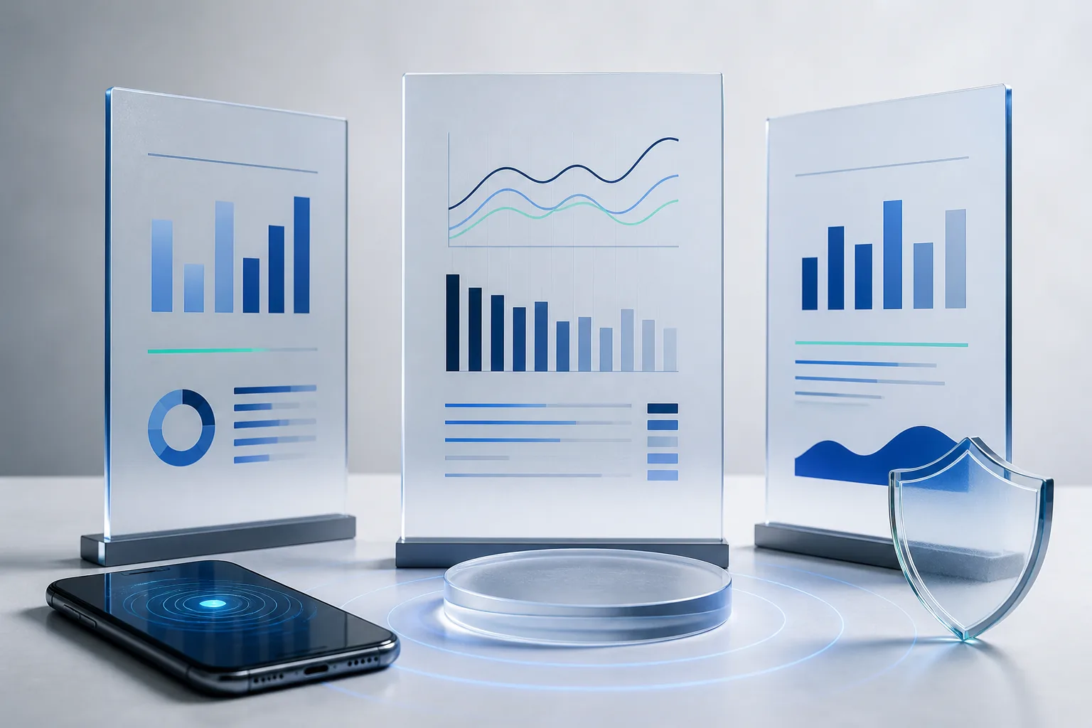Abstract comparison panels representing identity monitoring features